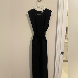 Elegant Black Sleeveless jumpsuit with stripes